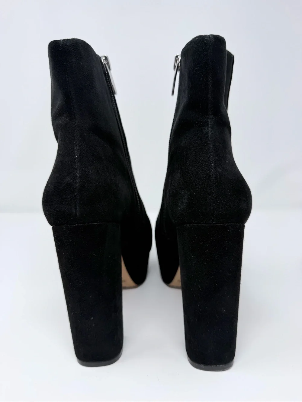 Vince Camuto Leslieon Black Suede Platform Ankle Boots Size 7.5 Block Heel